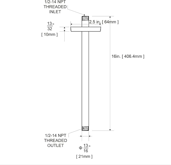 OFFO Shower Arm with Flange, 16 in Oil Rubbed Bronze Ceiling Mount Replacement - Image 7