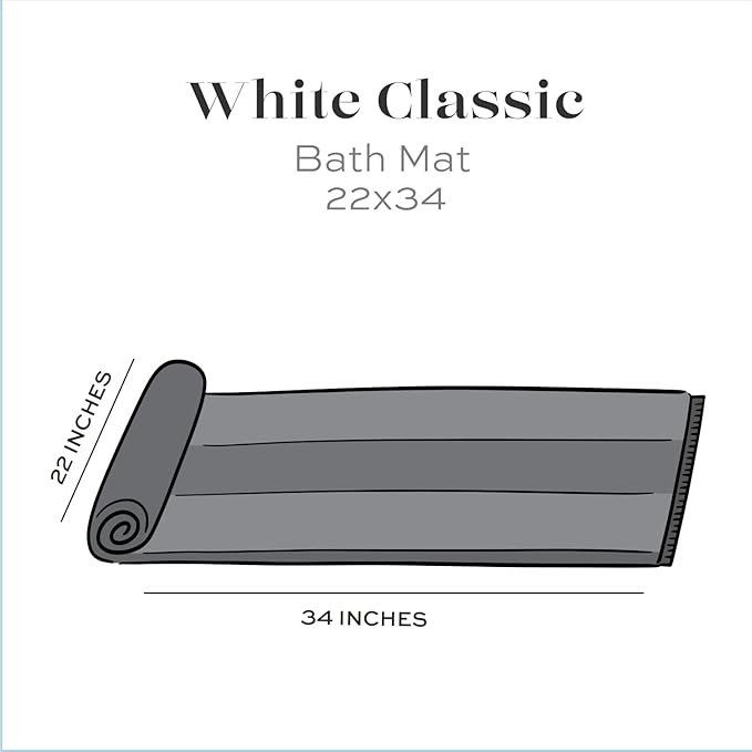 White Classic Luxury Bath Mat Floor Towel Set - Image 8