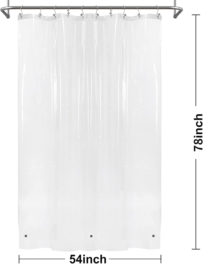 54x78 Inch Stall Shower Curtain/Liner 8G Heavy Duty Clear PEVA, 3 Bottom Magnets - Image 7