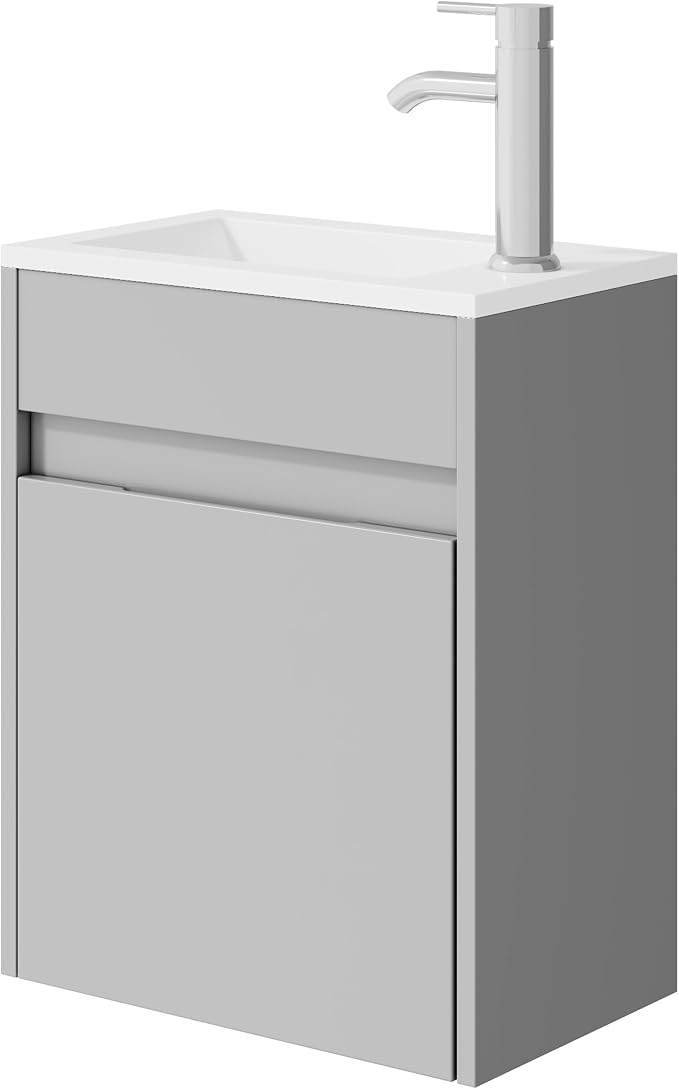 eclife 16" Small Bathroom Vanity Sink Combo, Modern Painted Wall Mounted - Image 7
