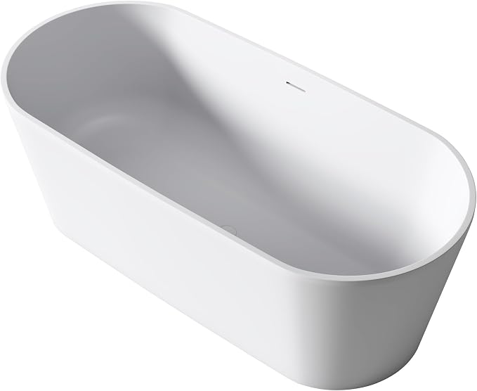 63'' Freestanding Solid Surface Resin Stone Bathtub, Freestanding Tub, - Image 9