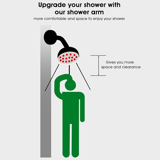 6 Inch Shower Arm with Flange and Stabilizer Bracket, Wall Mounted Shower Pipe - Image 7