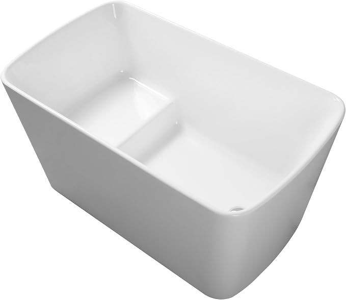 49" Acrylic Freestanding Soaking Bathtub, Matte Drain & Black Overflow - Image 7