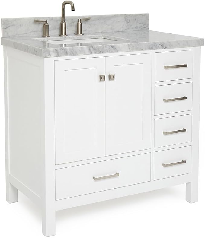 ARIEL Cambridge 37 Inch White Bathroom Vanity - Image 10