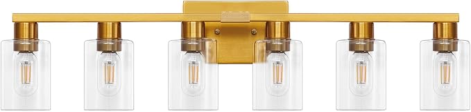 6 Light Bathroom Light Fixtures, Large Gold Bathroom Vanity Light - Image 9