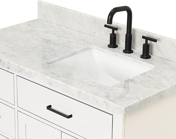 ARIEL Hepburn 43 Inch Single Sink Bathroom Vanity in White, 1.5 Edge Italian - Image 9