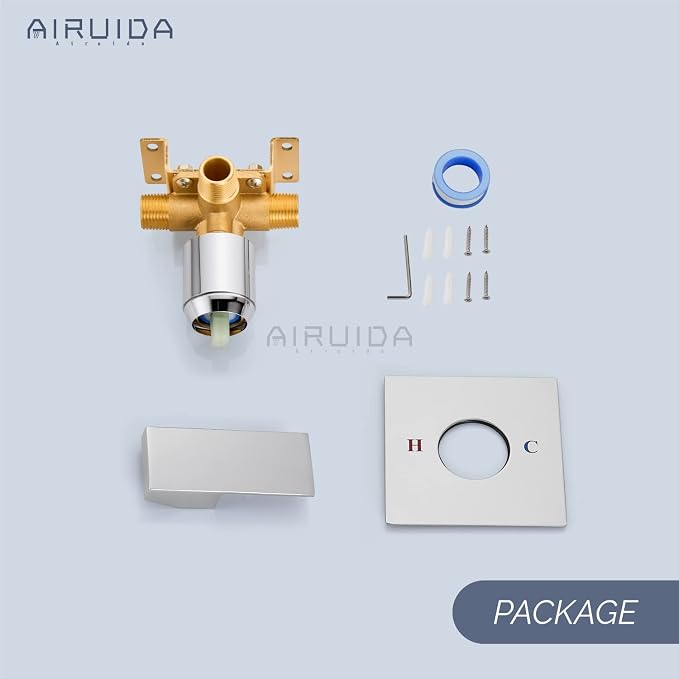 Airuida Square Single-Function Brass Faucet Shower Rough-in Valve Male Thread - Image 9