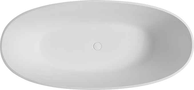 Abruzzo 65" Matte White Freestanding Solid Surface Bathtub, Luxury Handcrafted - Image 9