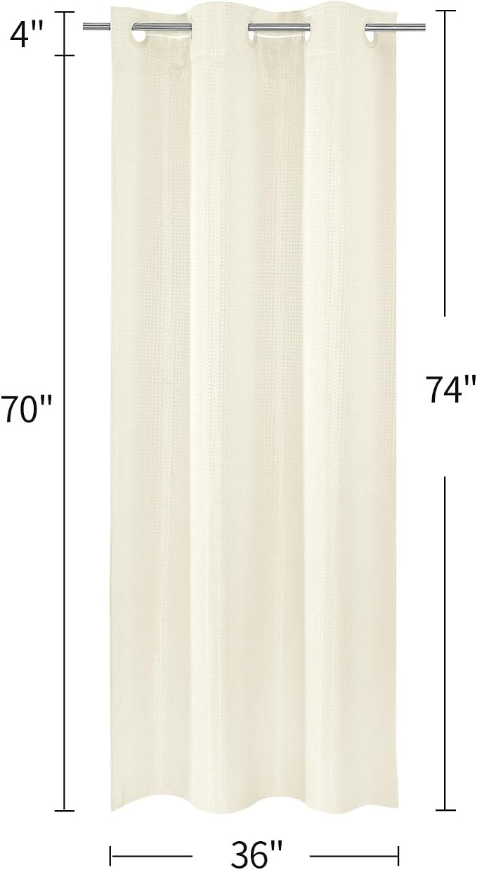 MitoVilla Ivory Waffle Small Stall Shower Curtain Liner Set 36 x 74, No Hooks - Image 7