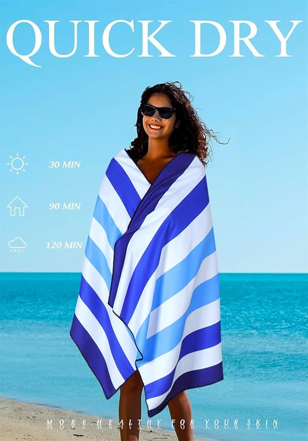 2 Pack Microfiber Lightweight Thin Beach Towel Sand Free Quick Dry Super - Image 6