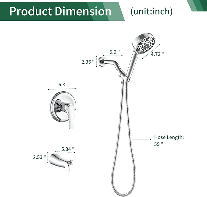 Chrome Polished Shower Faucet Set - Image 8