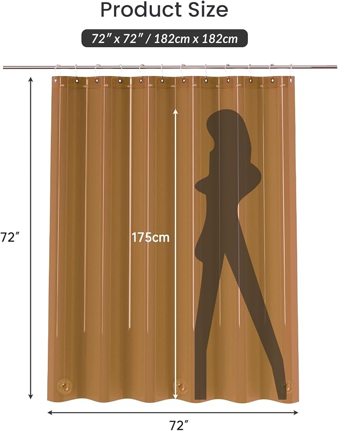 AmazerBath Premium EVA Shower Curtain Amber, Luxury Clear Brown Jelly-Like Soft - Image 8