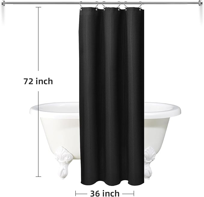 LaCyan 3 in 1 Waterproof Waffle Weave Shower Curtain and Clear Liner Set - Image 6
