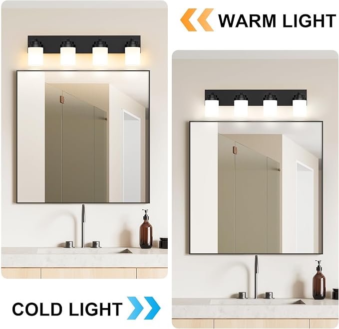 IZORRO Bathroom Vanity Light Fixture, 4-Light 27.5 Inch Matte Black Bathroom - Image 9