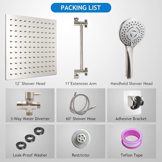 12'' High Pressure Rain Shower Head - Image 7