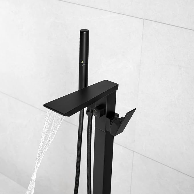 RUMOSE Matte Black Bathtub Filler Freestanding Tub Filler Floor Mount Tub - Image 9