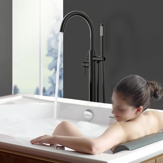 Freestanding Bathtub FaucetFloor Mount Bathtub Filler Shower Mixer Faucet - Image 8