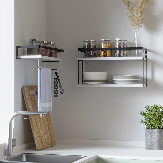RICHER HOUSE 2+1 Tier Wall Mounted Floating Shelves Set of 2, Rustic Wood Wall - Image 7