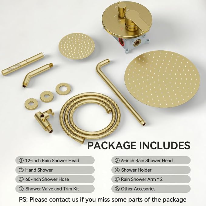 Shower Systems STARBATH 12+6" Round Dual Rainfall Shower Head - Image 8