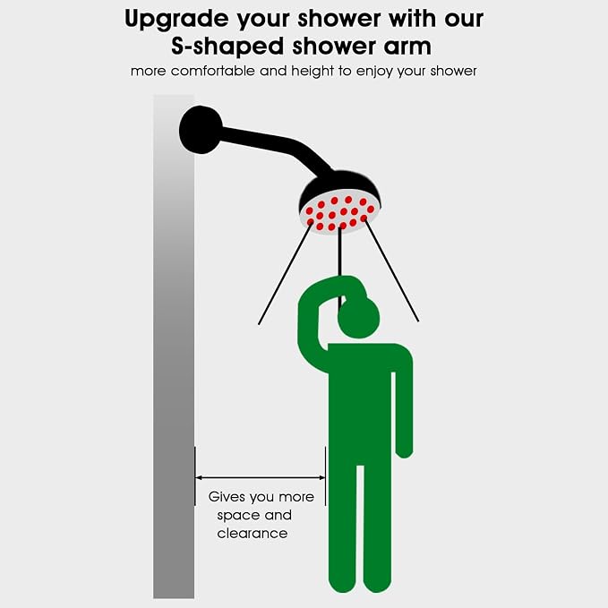 10 Inch Shower Arm with Flange and Stabilizer Bracket, Wall Mounted Shower Pipe - Image 7