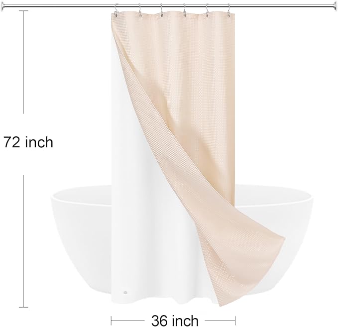 3 in 1 Stall Half Size Blush Pink Shower Curtain Set-36 W x 72 H, Modern Waffle - Image 8