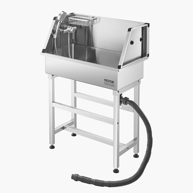 VEVOR Professional Dog Washing Station, 34 Inch Stainless Steel Pet Grooming Tub - Image 12