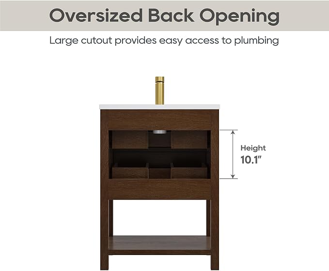 24 Inch Bathroom Vanity with Sink, Farmhouse Storage Cabinet with Drawers & - Image 7