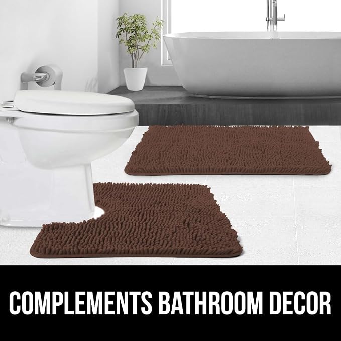 GORILLA GRIP Plush Absorbent Shaggy Chenille Bath Rug Mat - Image 9