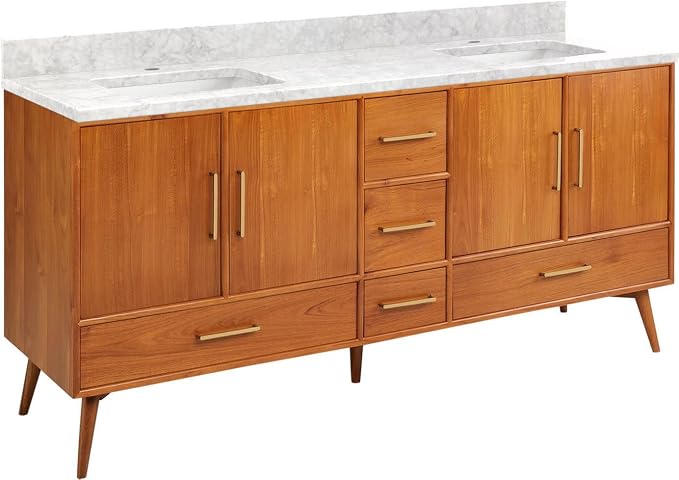 Signature Hardware 953363-72-RUMB-1 Novak 72" Freestanding Teak Double Basin - Image 10