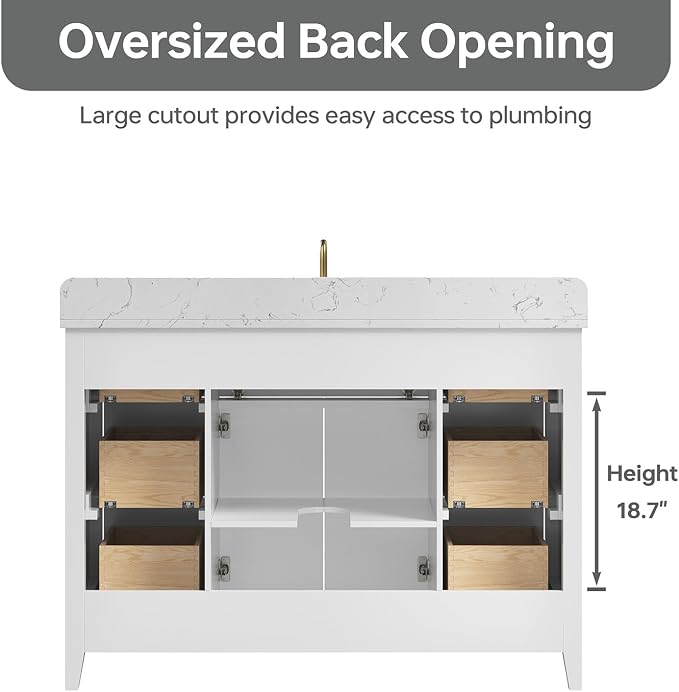 48 Inch Bathroom Vanity with Sink, Undermount Single Sink Vanity with - Image 9