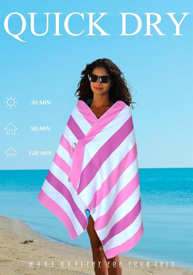2 Pack Microfiber Lightweight Thin Beach Towel Sand Free Quick Dry Super - Image 6