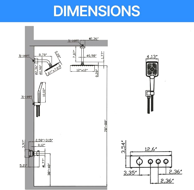 Shower System Brass Thermostatic Shower Faucet Set - Image 8