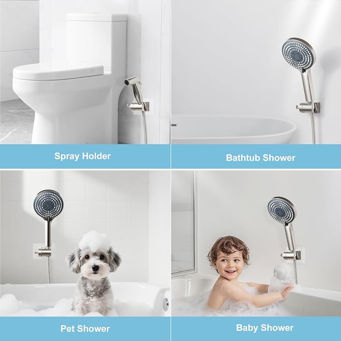 OFFO Shower Head Holder, Strong Adhesive Shower Hooks, 60° Adjustable - Image 7