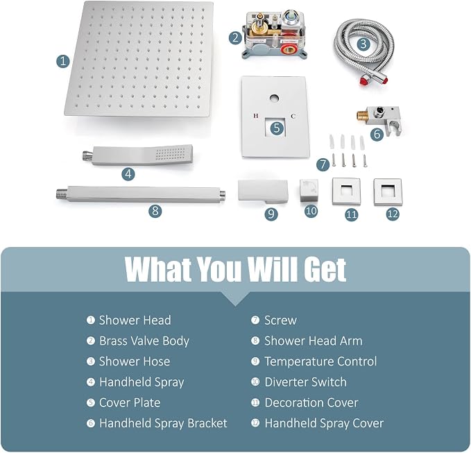 Aolemi Ceiling Mount Shower System Rain Shower Head - Image 9
