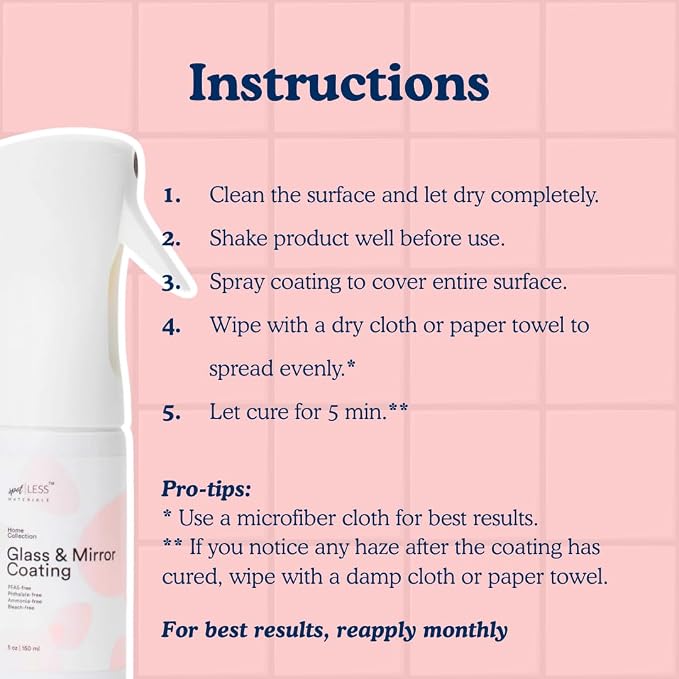 spotLESS MATERIALS Glass and Mirror Protective Coating Spray, Anti-Residue - Image 5