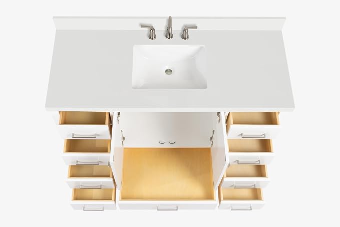 ARIEL Cambridge 55" White Bathroom Vanity - Image 9