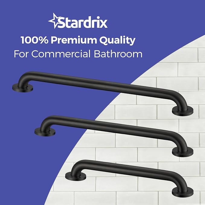 Grab Bar Bundle for ADA Compliance, Matte Black Stainless Steel Grab Bar Set - Image 7