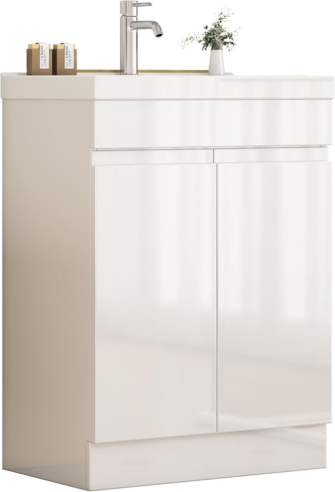 24-Inch Bathroom Vanity with Ceramic Sink Combo, Freestanding Modern Bathroom - Image 8