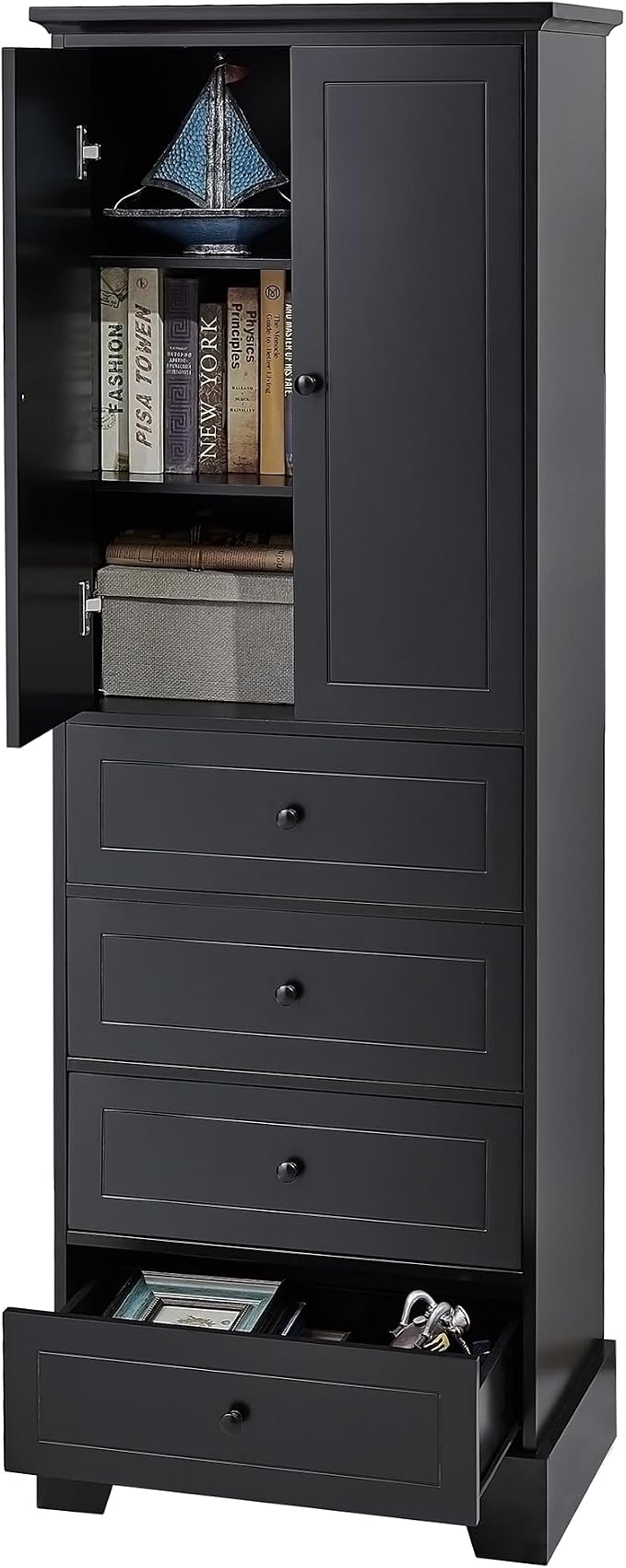 Merax Bathroom Cabinet with Doors and Drawers, Tall Storage Pantry - Image 7
