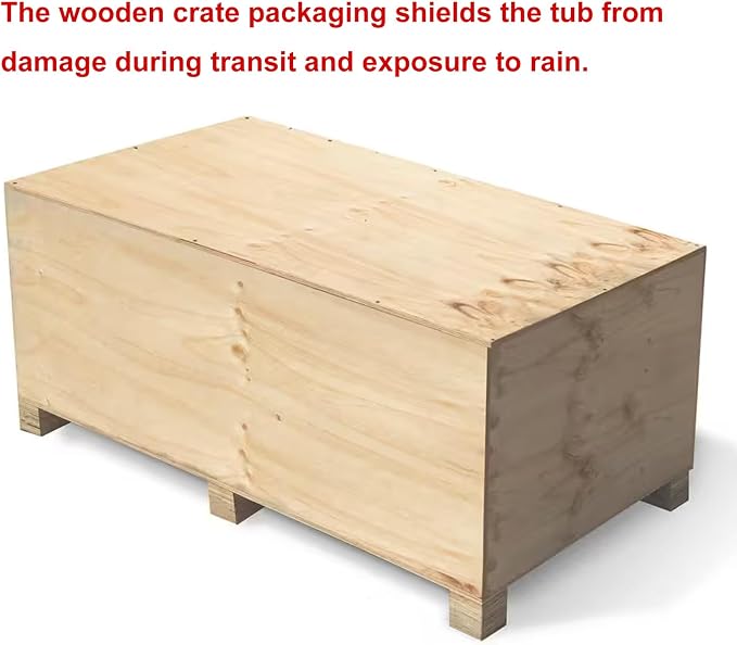 Cpingao 67" Stone Resin Freestanding Bathtub, Egg Shell Solid Surface Soaking - Image 7