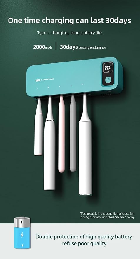 Toothbrush Cleaning Holder, Self Adhesive Toothbrush Cleaner, Timer Function - Image 6