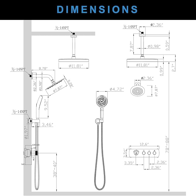 Shower System Brass Thermostatic Shower Faucet Set - Image 9