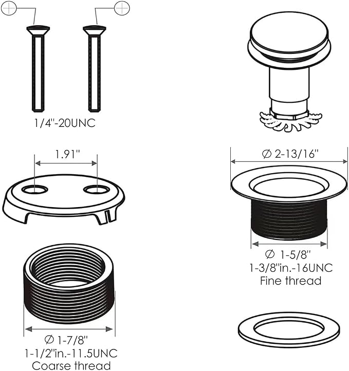 Brushed Brass Bathtub Drain Stopper and Overflow Kit, Solid Brass Tip-Toe Bath - Image 6