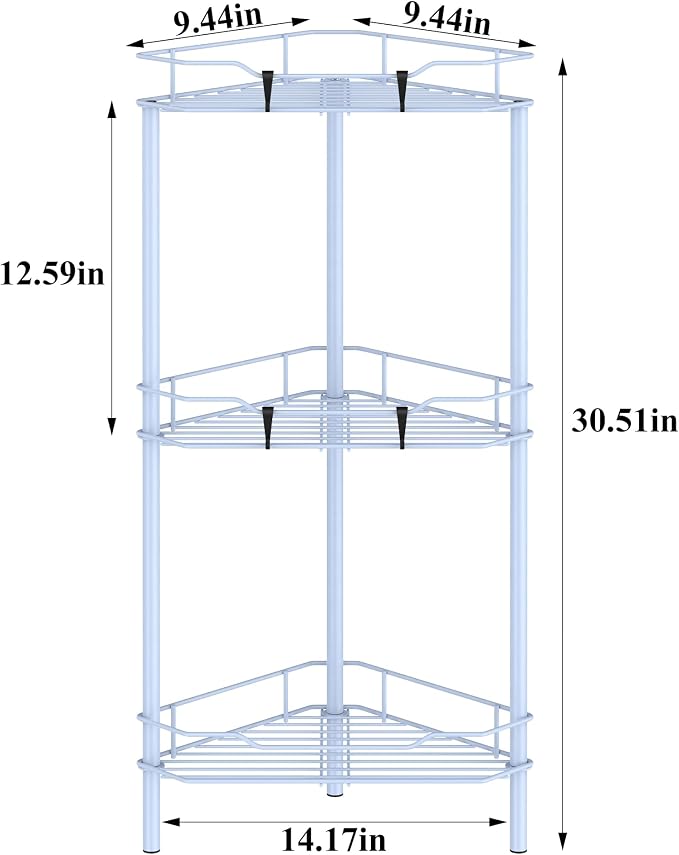 3 Tier Floor Standing Corner Shower Caddy Organizer Shelf - Image 7