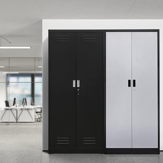 Metal Storage Cabinet with Locking Doors and Shelves, Steel File Cabinet - Image 9