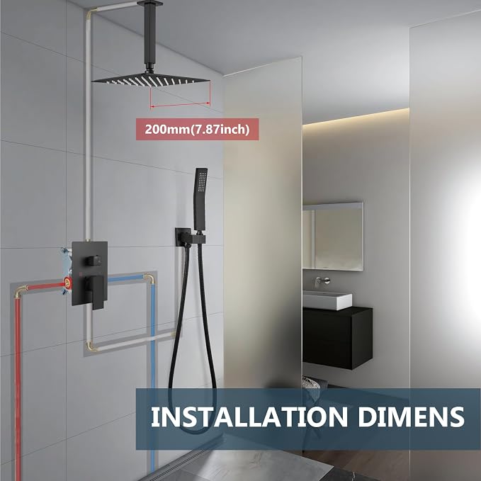 Aolemi Ceiling Mount Rain Shower Head & Handheld Spray - Image 9