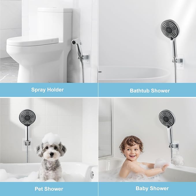 OFFO Shower Head Holder, Strong Adhesive Shower Hooks, 40° Adjustable - Image 7