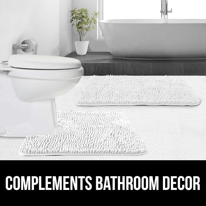 GORILLA GRIP Plush Absorbent Shaggy Chenille Bath Rug Mat - Image 9