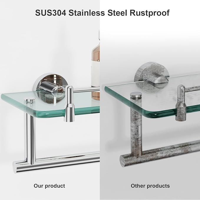 20-Inch Floating Tempered Glass Bathroom Shelf - Image 7