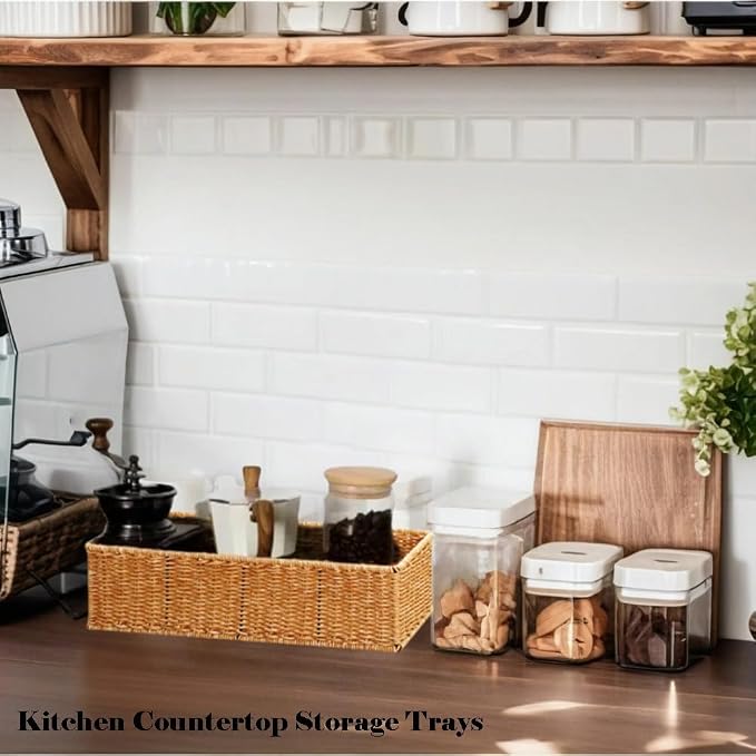 Small Plastic Rattan Baskets for organizing | Bathroom Basket | Wicker Storage - Image 9